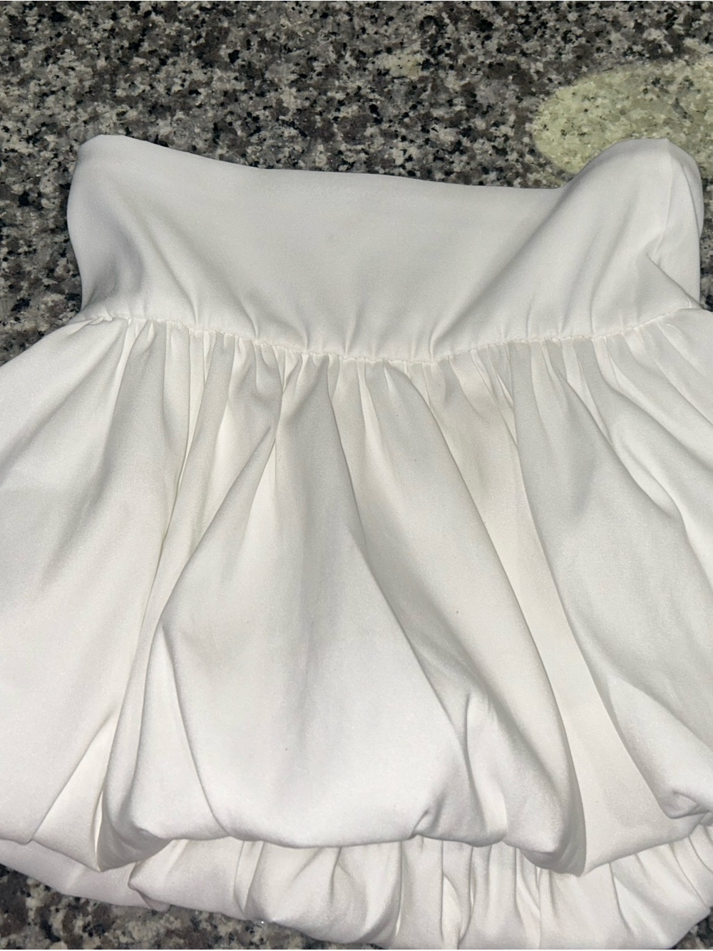 Zara White Bubble Mini Skirt - Gathered A-Line Silhouette